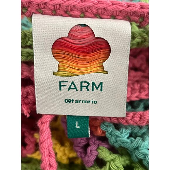 NWOT FARM RIO Striped Multicolor Crochet Dress beaded tassels Cover Up Large - Picture 16 of 16